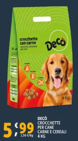 Deco Supermercati Decò crocchette per cane carne e cereali offerta