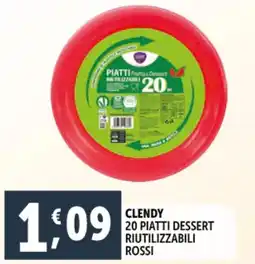 Deco Supermercati Clendy 20 piatti dessert riutilizzabili rossi offerta