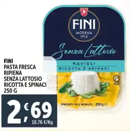 Deco Supermercati Fini pasta fresca ripiena senza lattosio ricotta e spinaci offerta