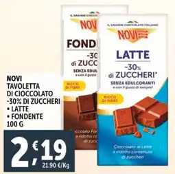 Deco Supermercati Novi tavoletta di cioccolato 30% di zuccheri latte, fondente offerta