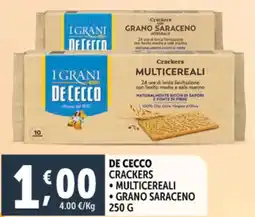 Deco Supermercati De cecco crackers, multicereali, grano saraceno offerta