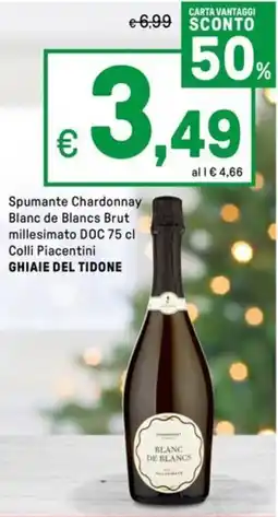 Iper La Grande Spumante Chardonnay Blanc de Blancs Brut millesimato DOC Colli Piacentini GHIAIE DEL TIDONE offerta