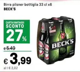 Iper La Grande Birra pilsner bottiglia BECK'S offerta