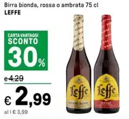 Iper La Grande Birra bionda, rossa o ambrata LEFFE offerta