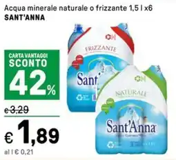 Iper La Grande Acqua minerale naturale o frizzante SANT'ANNA offerta