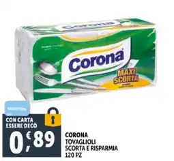 Deco Supermercati Corona tovaglioli scorta e risparmia offerta