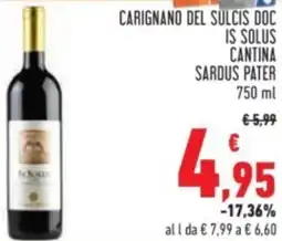 Conad Carignano del sulcis doc is solus cantina sardus pater offerta