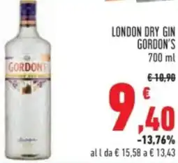 Conad London dry gin GORDON'S offerta
