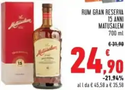 Conad Rum gran reserva 15 anni MATUSALEM offerta
