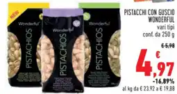 Conad Pistacchi con guscio WONDERFUL offerta