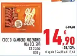 Conad Code di gambero argentino OLA DEL SUR C1 30/55 offerta