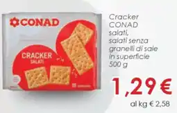 Conad Cracker conad salati, salati senza granelli di sale in superficie offerta