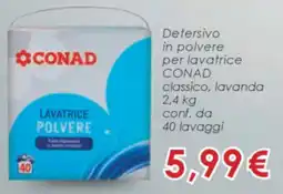 Conad Detersivo in polvere per lavatrice conad classico, lavanda offerta