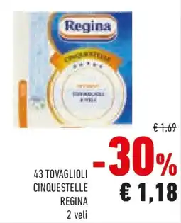 Conad 43 tovaglioli cinquestelle REGINA 2 veli offerta
