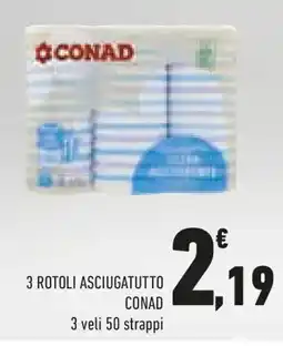 Conad 3 rotoli asciugatutto CONAD offerta