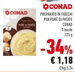 Conad Preparato in fiocchi per purè di patate CONAD 3 buste offerta
