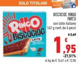 Conad BISCOCIOC RINGO PAVESI con latte italiano offerta