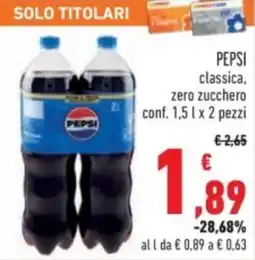 Conad Pepsi classica, zero zucchero offerta