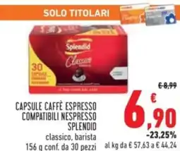 Conad Capsule caffè espresso compatibili nespresso splendid classico, barista offerta