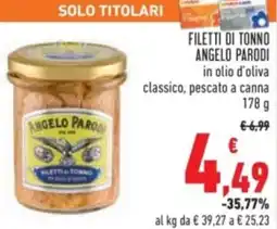Conad Filetti di tonno angelo parodi in olio d'oliva classico, pescato a canna offerta