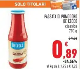 Conad Passata di pomodoro de cecco classica offerta