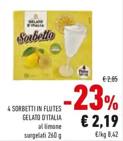 Conad 4 sorbetti in flutes GELATO D'ITALIA offerta