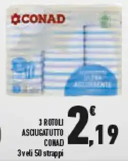 Conad Superstore 3 rotoli asciugatutto CONAD offerta