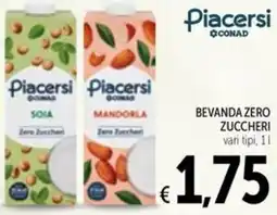 Spazio Conad Piacersi conad bevanda zero zuccheri offerta