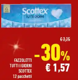 Conad Superstore Fazzoletti tutti i giorni SCOTTEX 12 pacchetti offerta