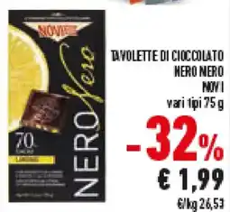 Conad Superstore Tavolette di cioccolato hero nero NOVI offerta