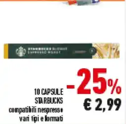 Conad Superstore 10 capsule STARBUCKS offerta