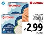 Spazio Conad Conad 2 burger di merluzzo o di salmone offerta
