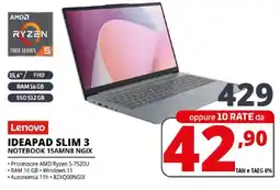 Comet Lenovo IDEAPAD SLIM 3 NOTEBOOK 15AMN8 NGIX offerta
