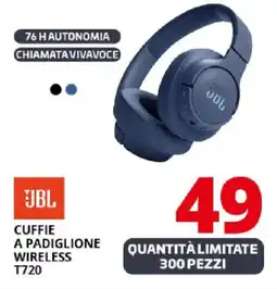 Comet JBL CUFFIE A PADIGLIONE WIRELESS T720 offerta
