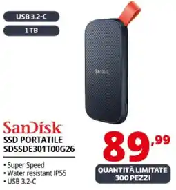 Comet SanDisk SSD PORTATILE SDSSDE301T00G26 offerta