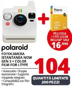 Comet Polaroid fotocamera istantanea now gen 3+ color film for i-type offerta