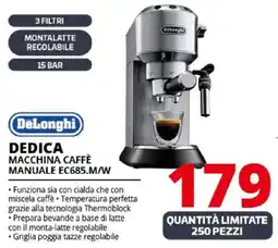 Comet DeLonghi DEDICA MACCHINA CAFFÈ MANUALE EC685.M/W offerta