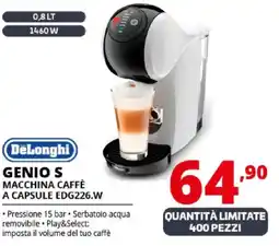 Comet DeLonghi GENIO S MACCHINA CAFFÈ A CAPSULE EDG226.W offerta