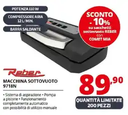 Comet Reber MACCHINA SOTTOVUOTO 9718N offerta