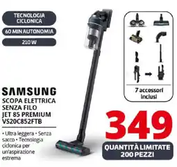 Comet SAMSUNG SCOPA ELETTRICA SENZA FILO JET 85 PREMIUM VS20C852FTB offerta