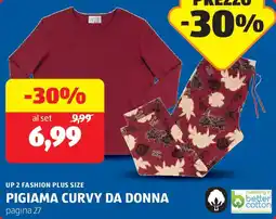 ALDI Up 2 fashion plus size pigiama curvy da donna offerta