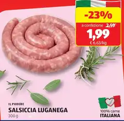 ALDI Il podere salsiccia luganega offerta