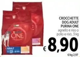 Spazio Conad Crocchette dog adult purina one agnello e riso o pollo e riso offerta