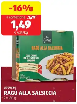 ALDI Le gusto ragù alla salsiccia offerta