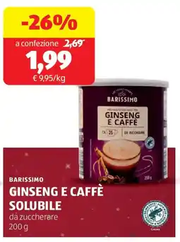 ALDI Barissimo ginseng e caffè solubile offerta
