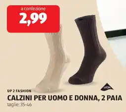 ALDI Up 2 fashion calzini per uomo e donna, 2 paia offerta