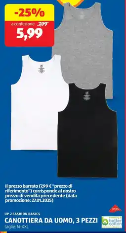 ALDI Up 2 fashion basics canottiera da uomo, 3 pezzi offerta