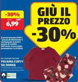 ALDI Up 2 fashion plus size pigiama curvy da donna offerta