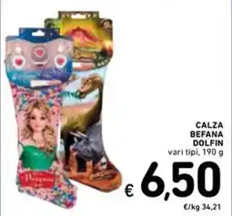 Spazio Conad Calza befana DOLFIN vari tipi offerta