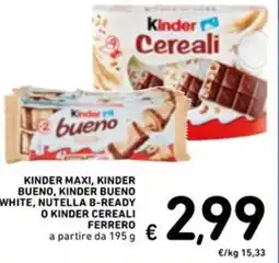 Spazio Conad KINDER maxi, kinder bueno, kinder bueno white, nutella b-ready o kinder cereali FERRERO a partire da offerta